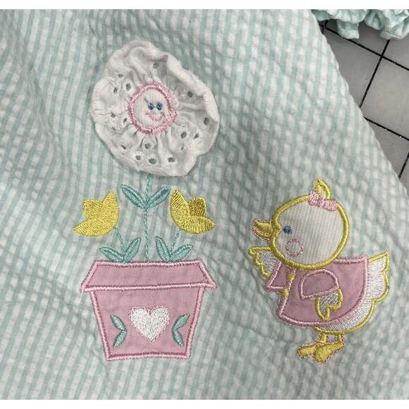 A Little Angel Baby Dress Peter Pan Collar Vintage 3-6 Mon Duck &Flower Patch I9 - Picture 3 of 9